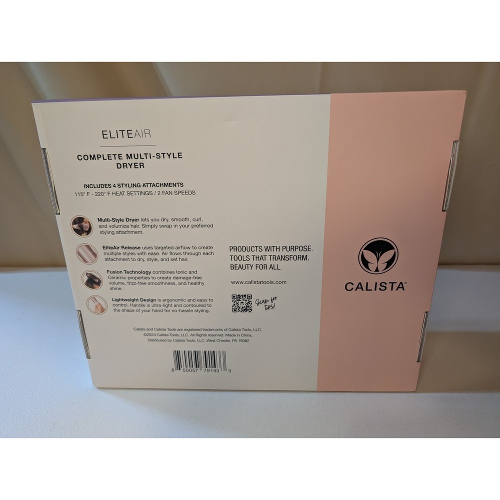 CALISTA EliteAir Hair Dryer Kit w/ 4 Attachments – New‎ in Box - Purple - Picture 3 of 3